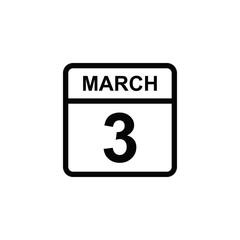 calendar - March 3 icon illustration isolated vector sign symbol