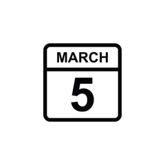 calendar - March 5 icon illustration isolated vector sign symbol
