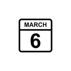 calendar - March 6 icon illustration isolated vector sign symbol