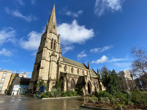 Christ church in Ealing Broadway in a sunny day in London, UK