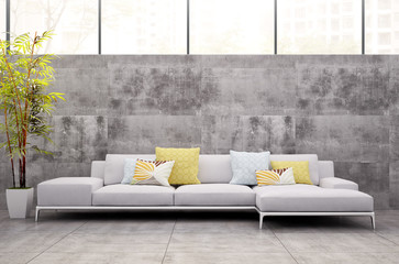 large luxury modern minimal bright interiors room mockup illustration 3D rendering