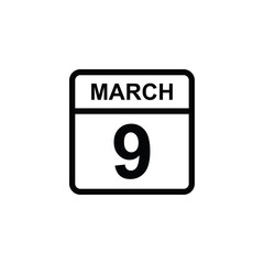 calendar - March 9 icon illustration isolated vector sign symbol