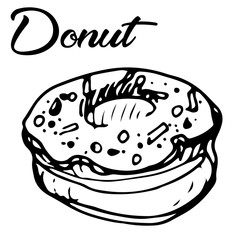 Vector sketch doodle illustration of a donut