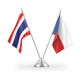 Czech and Thailand table flags isolated on white 3D rendering