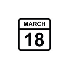 calendar - March 18 icon illustration isolated vector sign symbol