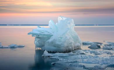 Floating ice over the ocean