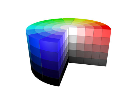 3d color colors wheel HSV HSB RGB white background isolated