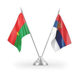 Serbia and Burkina Faso table flags isolated on white 3D rendering