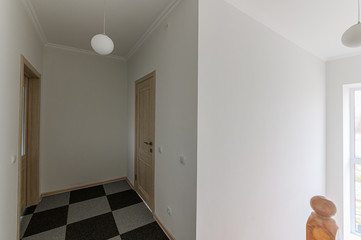 Russia, Moscow- November 04, 2019: interior room apartment modern bright cozy atmosphere. general cleaning, home decoration, room doors, repair corridor