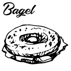 Vector illustration of fresh bagel sandwich