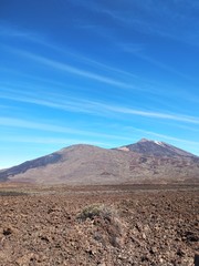 Panoramic view of Teide volcano in Tenerife against the blue sky, Canary island, Spain