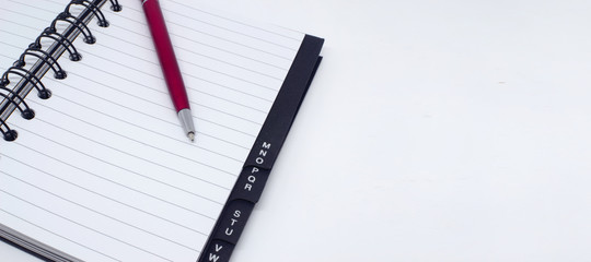 writing, notepad and pen for notes,