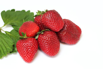 fresh strawberries isolated on white background