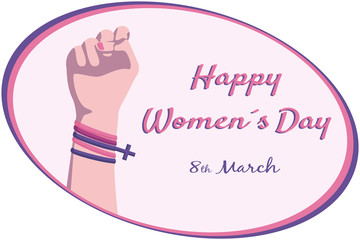 Illustration of a strong woman's hand asking for equality on International Women's Day