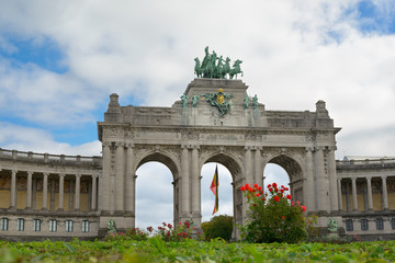 Fototapeta na wymiar The Triumphal Arch (Cinquantenaire Arch) in the Jubilee Park, Brussels Belgium.