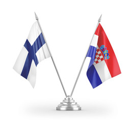 Croatia and Finland table flags isolated on white 3D rendering