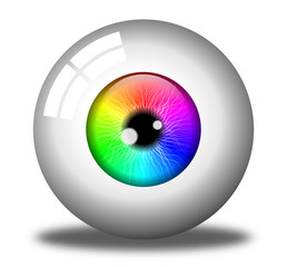 Realistic 3d human eye, colorful spectrum