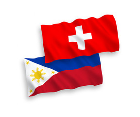 Flags of Philippines and Switzerland on a white background