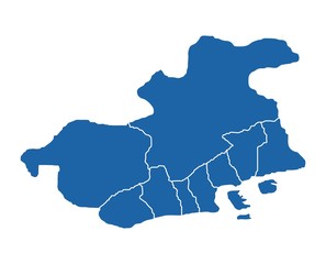 Fototapeta premium Outline blue map of Kobe