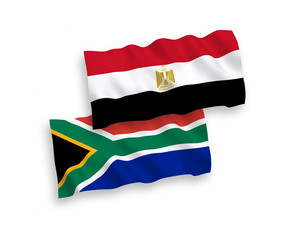 Flags of Egypt and Republic of South Africa on a white background