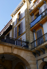 Fototapeta na wymiar Typical hispanic style buildings in San Sebastian, Spain