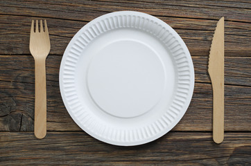 Plate, fork and knife