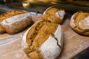 bread loafs just taken out of the oven