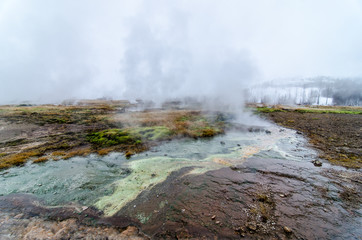 Geysirs and boiling water - Iceland during winter