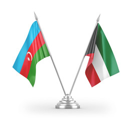 Kuwait and Azerbaijan table flags isolated on white 3D rendering