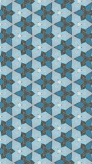 Seamless Pattern. Triangle shapes. White Star Light.  Textile, Brown, Wooden, Turkish Tiles.