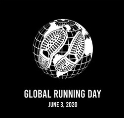 Global running day, 2020. Annual wellness event. Vector illustration