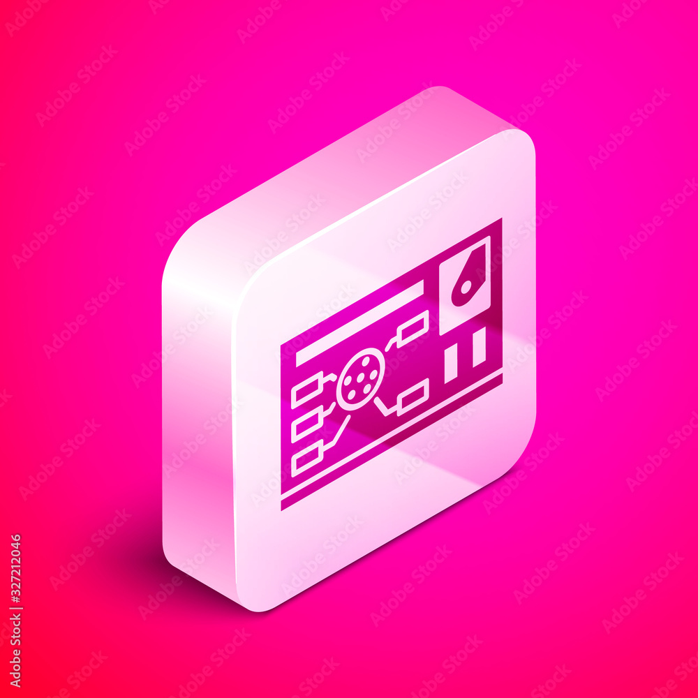 Poster isometric futuristic hud interface icon isolated on pink background. hologram ui infographic, intera