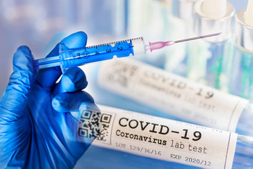 dangerous coronavirus Covid-19 virus in a laboratory - infection of 2019-nCoV virus.  Global...