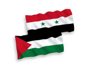 Flags of Palestine and Syria on a white background