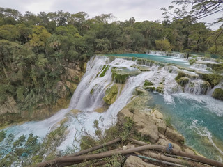 Unbelievable summer morning scene on the Waterfall (EL SALTO-EL MECO) san luis potosi...