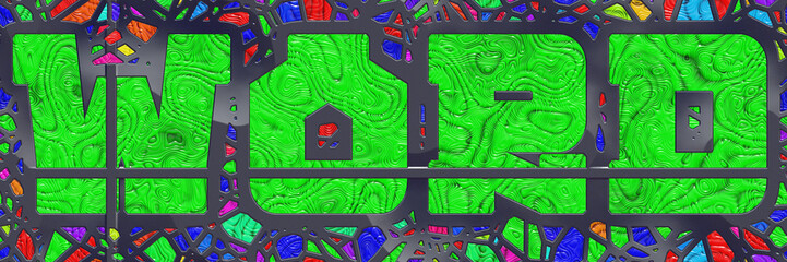 Fototapeta premium 3d illustration stained- glasses background. Abstract mosaic architecture