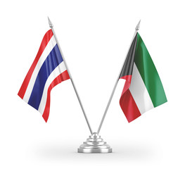 Kuwait and Thailand table flags isolated on white 3D rendering