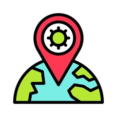 virus transmission or coronavirus related virus location vector with editable stroke,