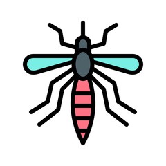 virus transmission or coronavirus related infected mosquito vector with editable stroke,