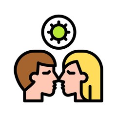 virus transmission or coronavirus related sexual transmission vector with editable stroke,