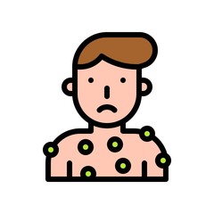 virus transmission or coronavirus related skin disease vector with editable stroke,