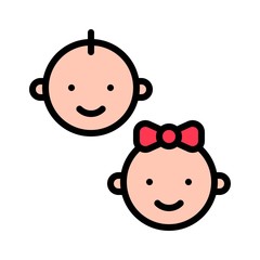 virus transmission or coronavirus related newborn baby's face vector with editable stroke,