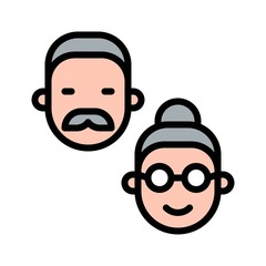 virus transmission or coronavirus related old man and woman vector with editable stroke,