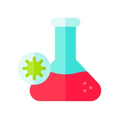 virus transmission or coronavirus related flask bottle vector in flat design,
