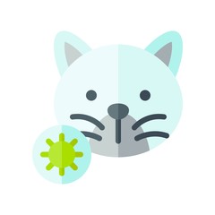 virus transmission or coronavirus related infected cat with virus vector in flat design,
