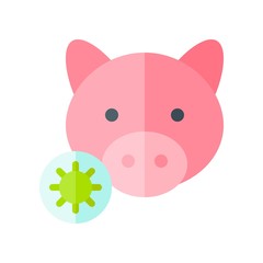 virus transmission or coronavirus related infected pig with bacteria vector in flat design,