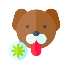 virus transmission or coronavirus related infected dog vector in flat design,