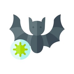 virus transmission or coronavirus related infected bat with bacteria vector in flat design,