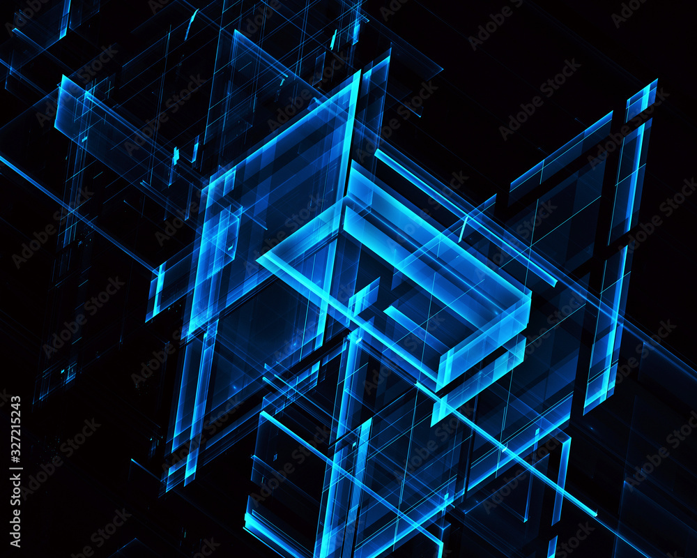 Poster fractal background for use in creativity and design projects. technological fractal. abstract 3d ill