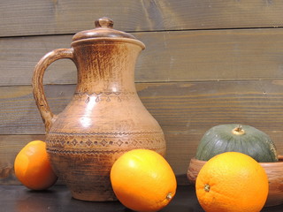 still life with jug and jug of orange juice